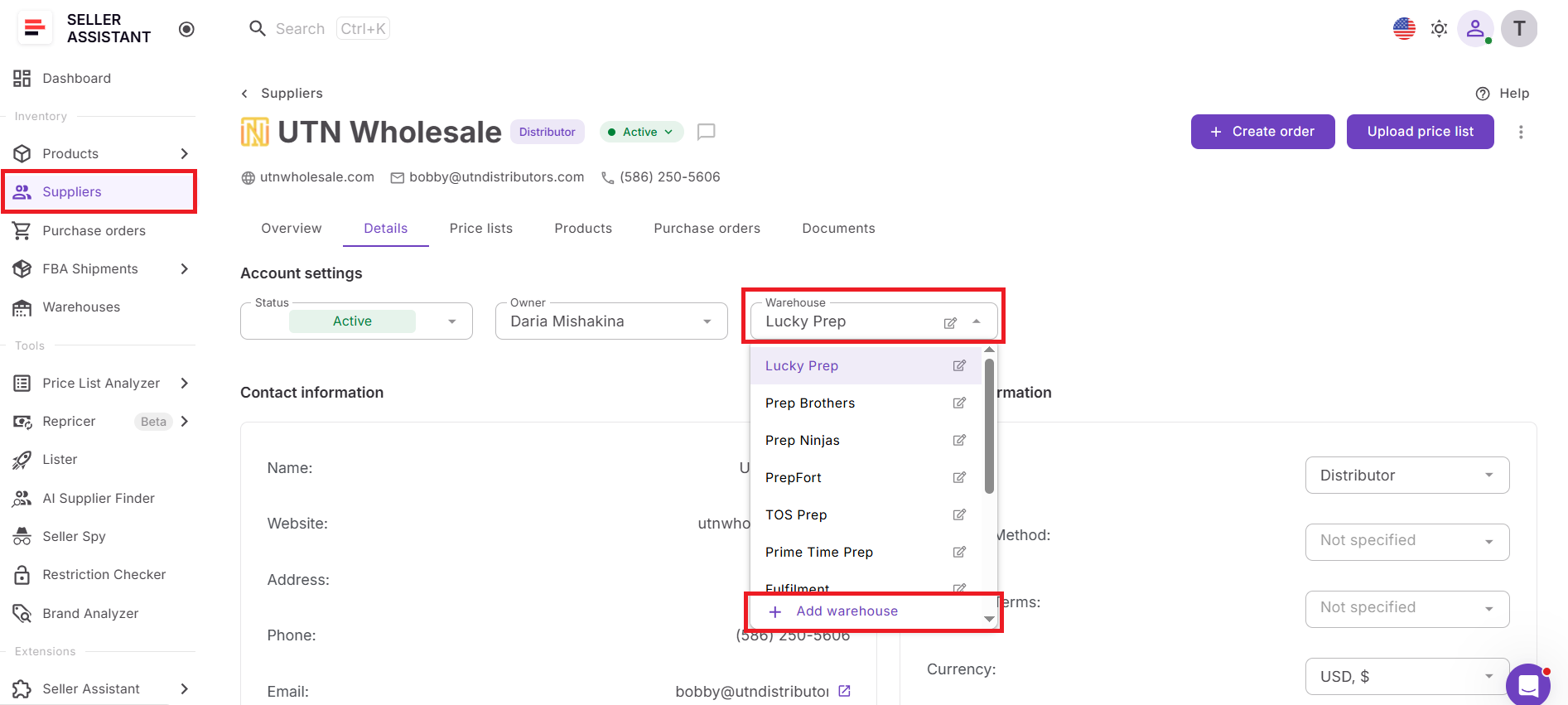 Step 4. Create a new warehouse if necessary