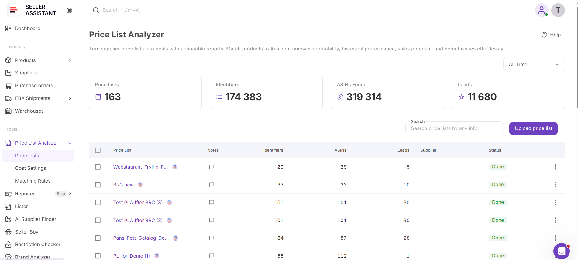 Seller Assistant’s Price List Analyzer