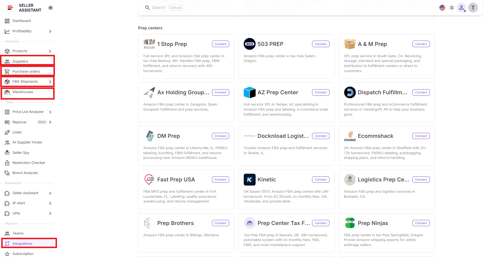 Prep Center Integration fits naturally into Seller Assistant's end-to-end workflow