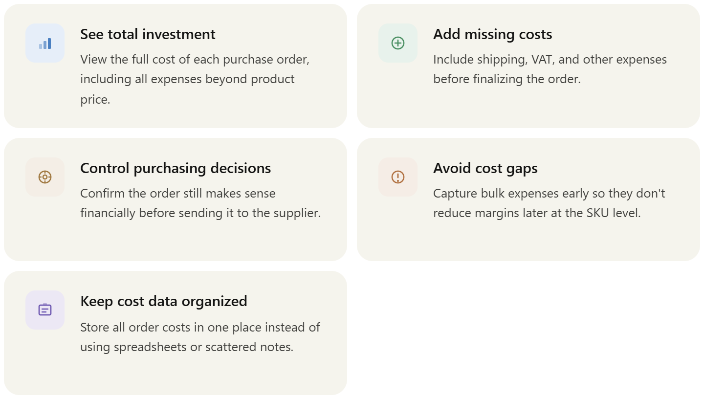 What you can do with cost summary panel