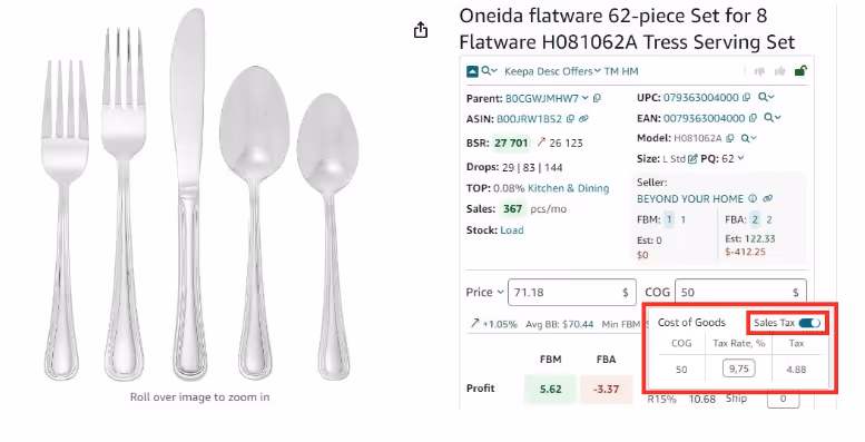 Account for sales tax with FBA and FBM Calculator