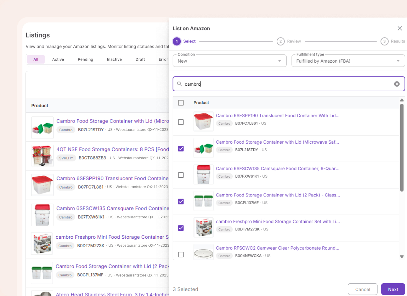 Seleccionar productos
