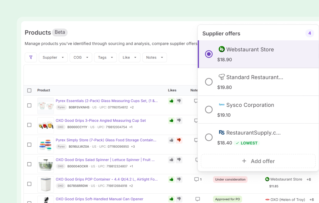 Supplier offers comparison