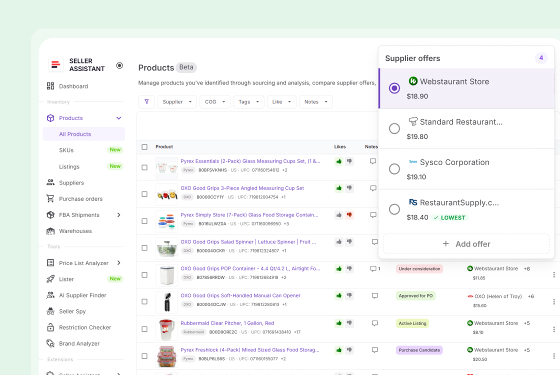 Product Database catalog view