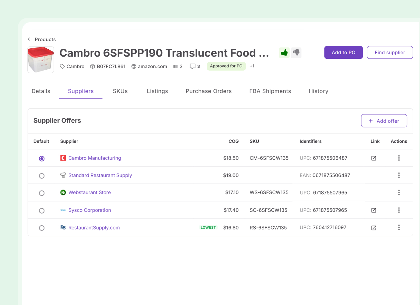 Compare supplier offers