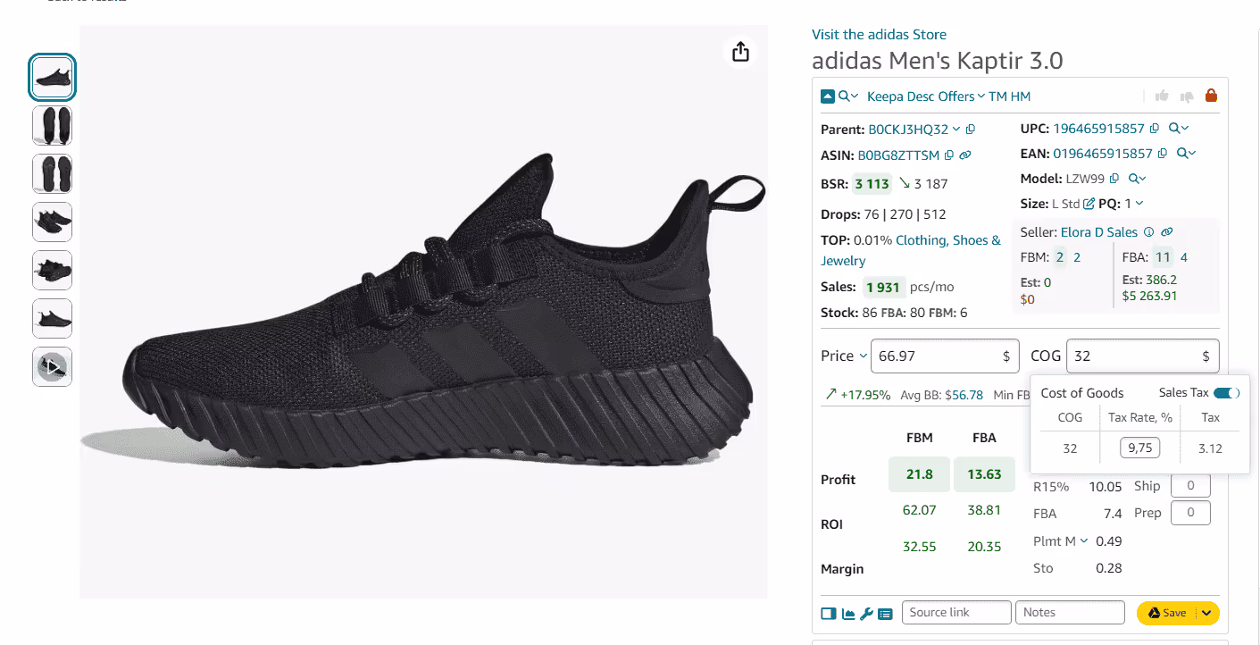 Calculate sales tax on the Amazon product pages with Seller Assistant's Sales Tax Calculator