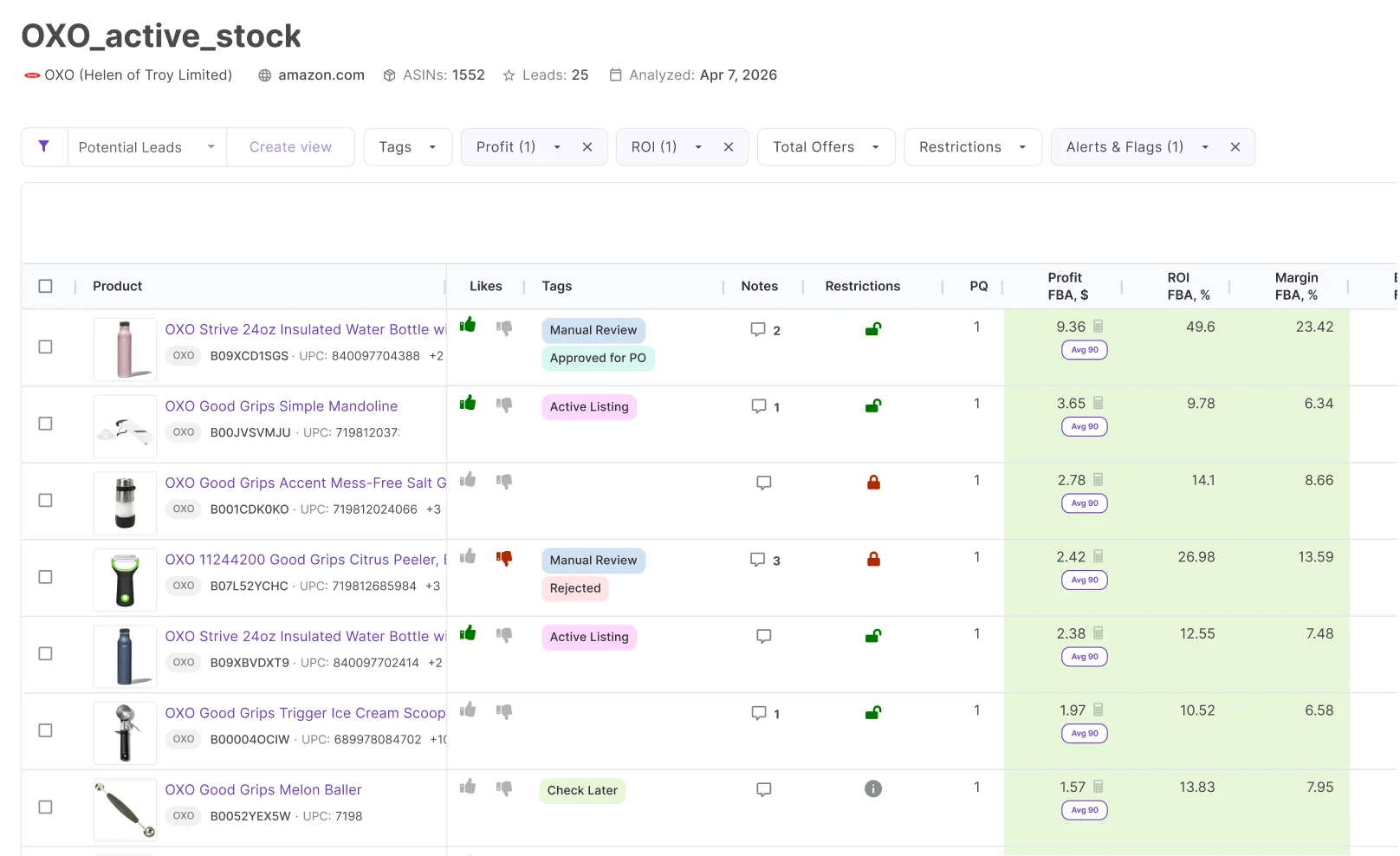 Bulk Restriction Checker integrated into sourcing workflow