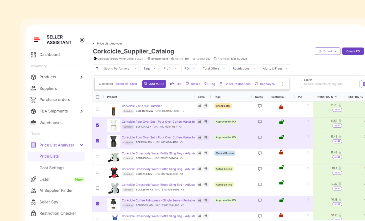 Get from price list to shortlist, fast