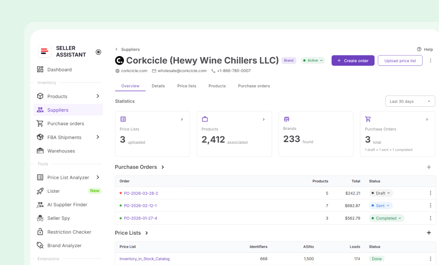 Keep every supplier in one place