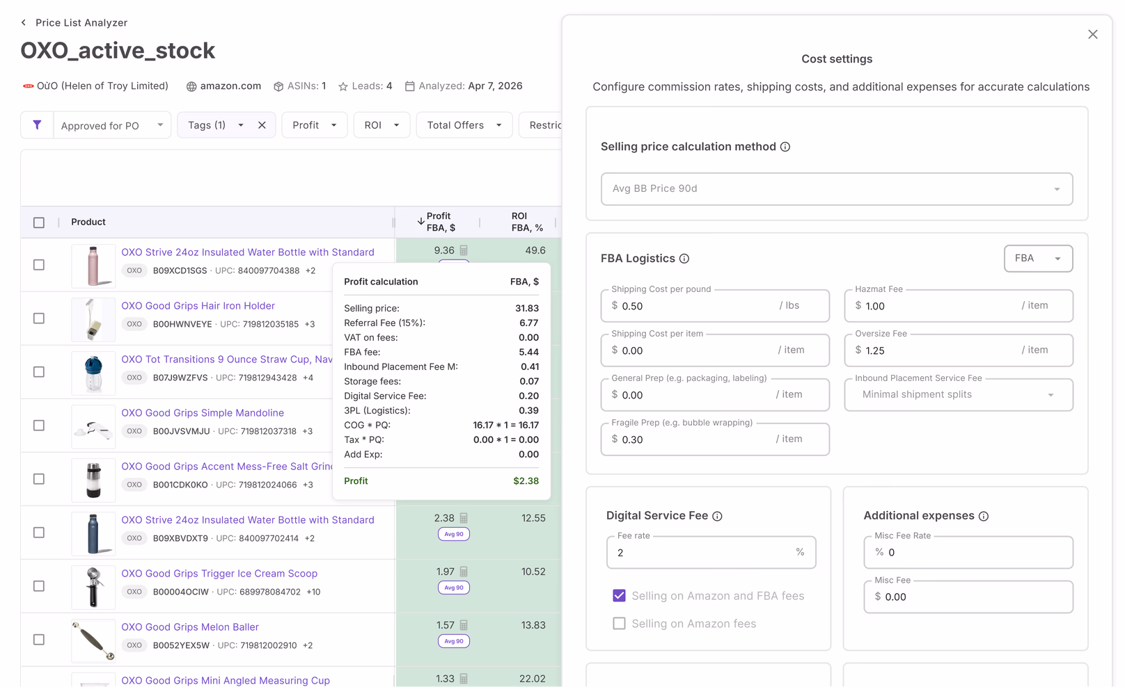 Numbers built on your actual cost structure