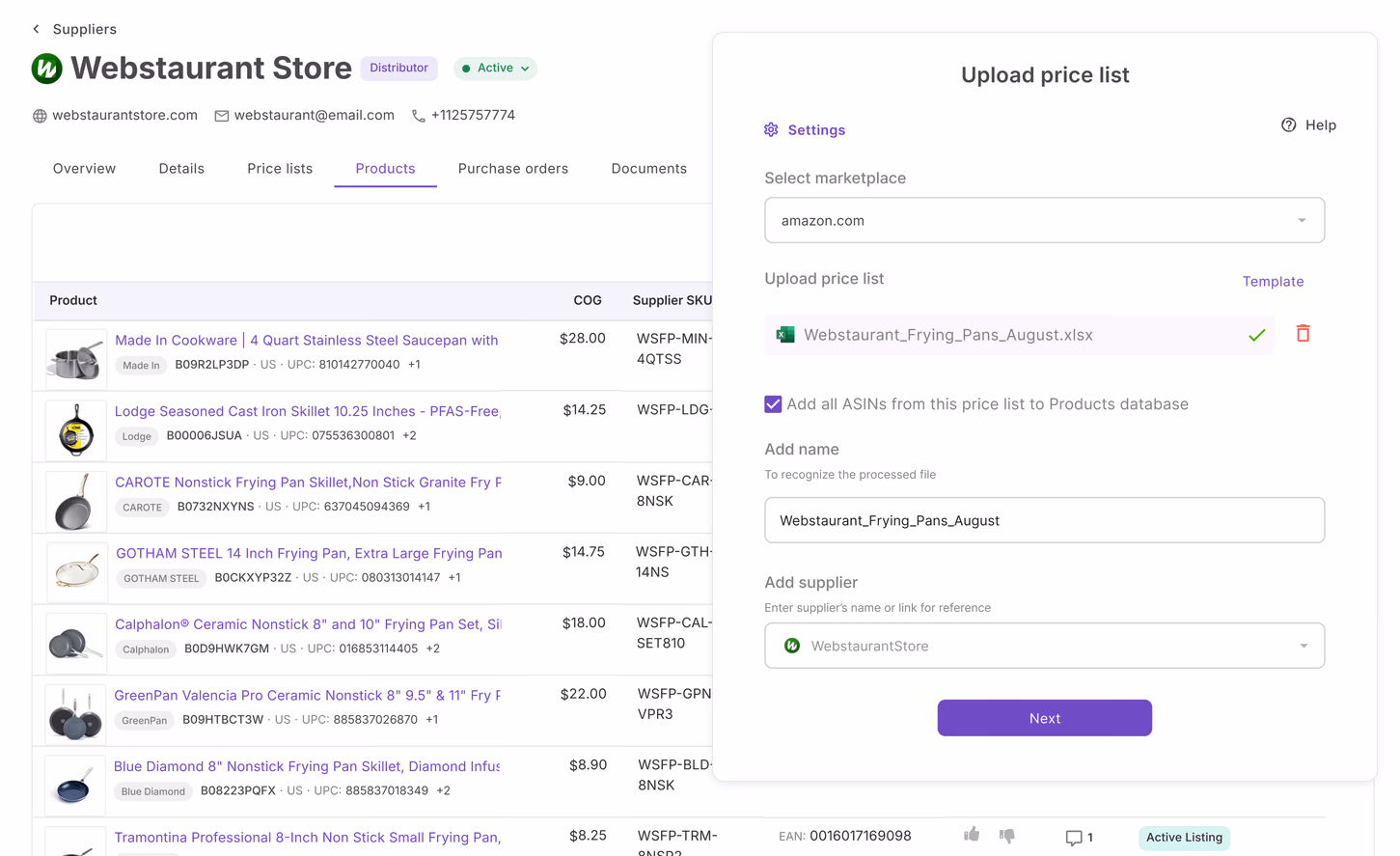 Every price list builds your supplier record
