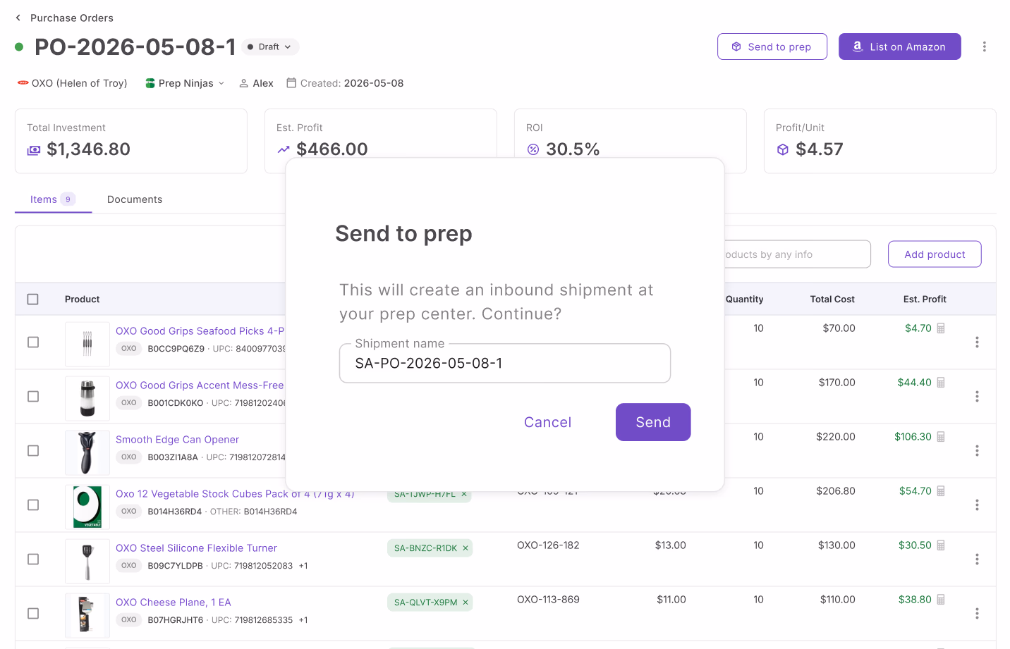 Seller Assistant Prep Center Integration