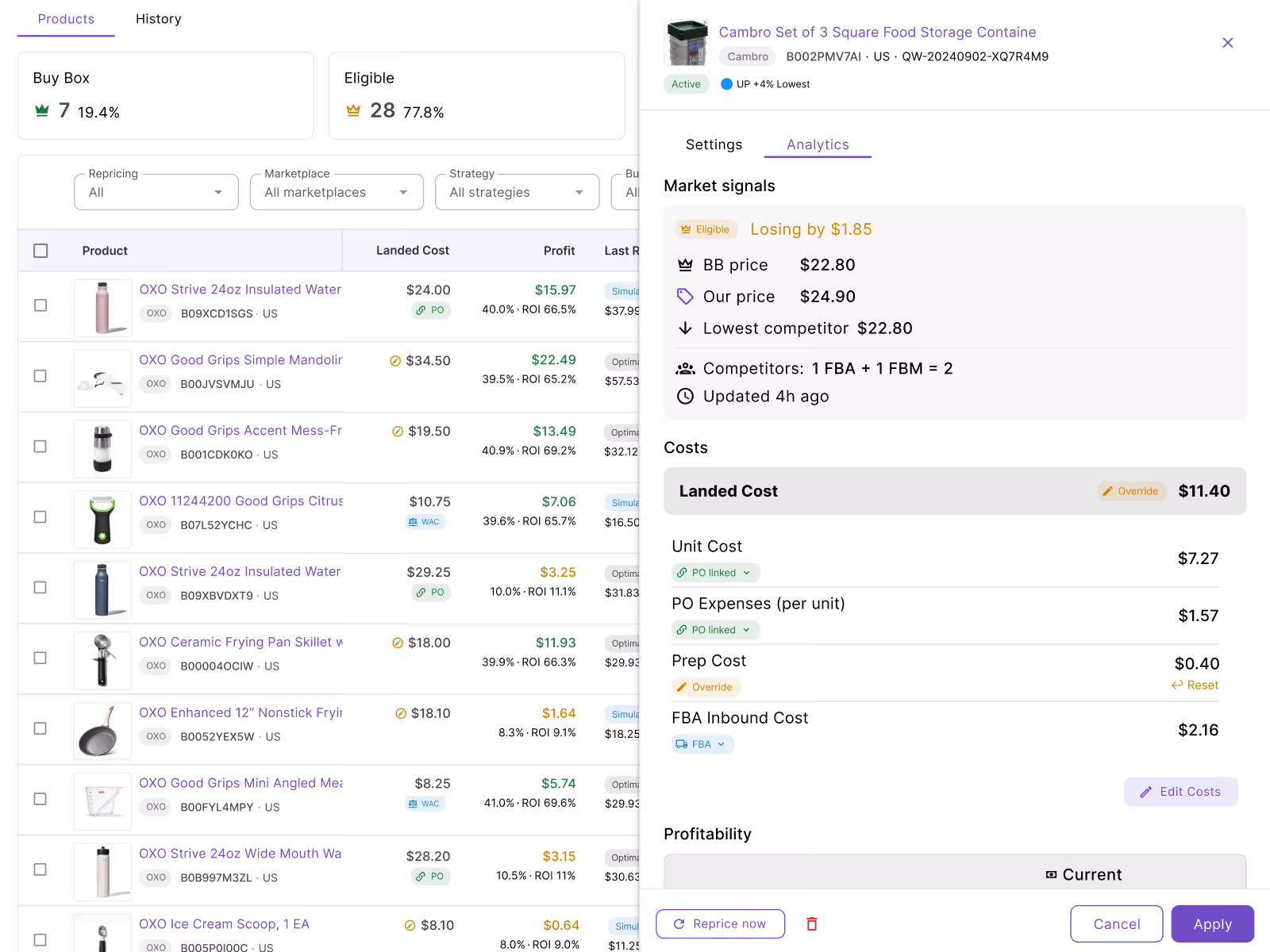 Price from your real costs